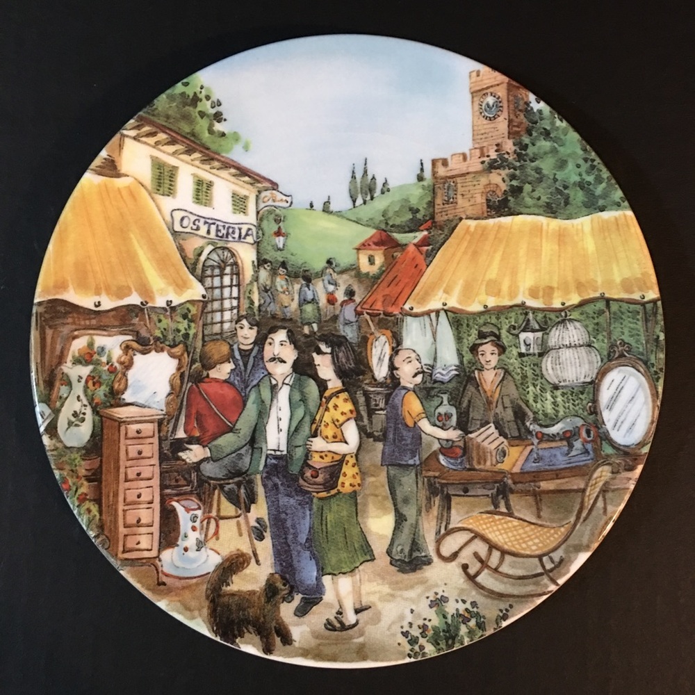 Brunelli Market Scene Italian Plate 8.5"